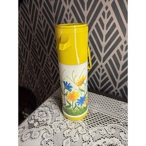 Vintage 1970s Aladdin Pump-A-Drink Dispenser Floral Fantasy Insulated Thermos